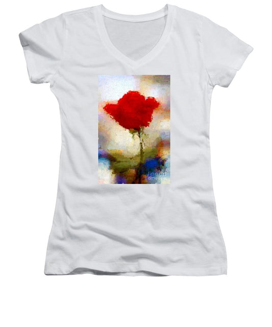 Women's V-Neck T-Shirt (Junior Cut) - Abstract Flower 07978