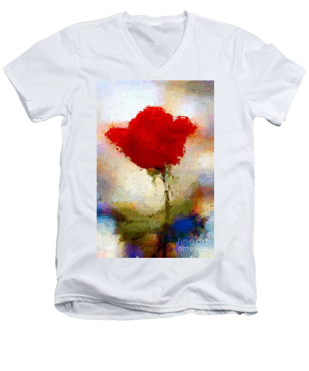 Men's V-Neck T-Shirt - Abstract Flower 07978
