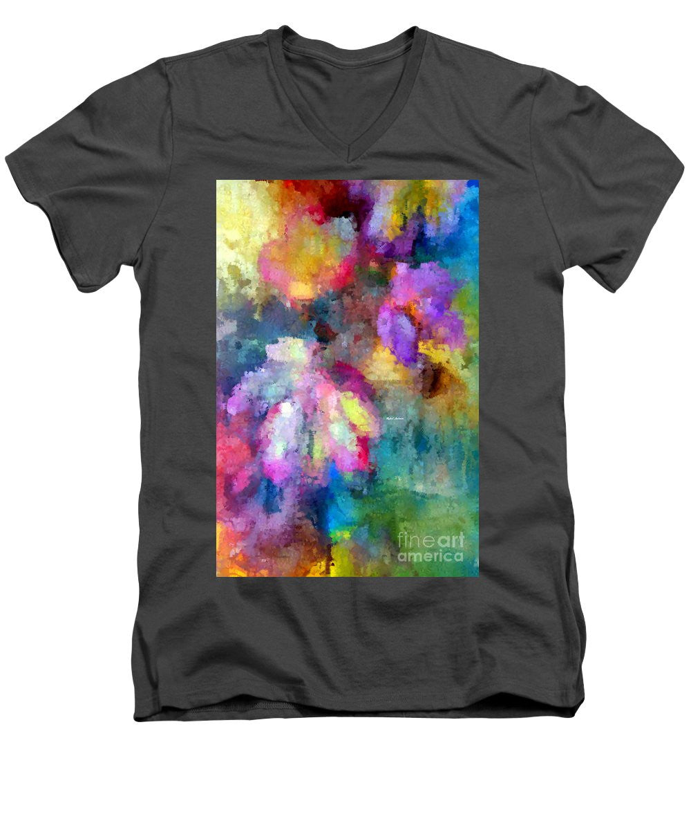 Men's V-Neck T-Shirt - Abstract Flower 0800