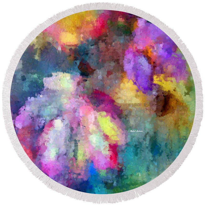 Round Beach Towel - Abstract Flower 0800