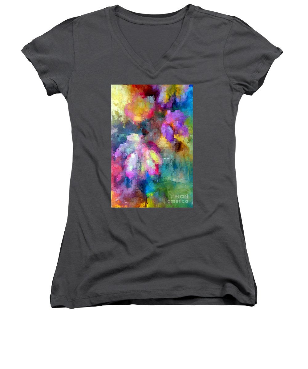 Women's V-Neck T-Shirt (Junior Cut) - Abstract Flower 0800