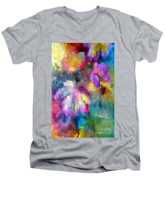 Men's V-Neck T-Shirt - Abstract Flower 0800