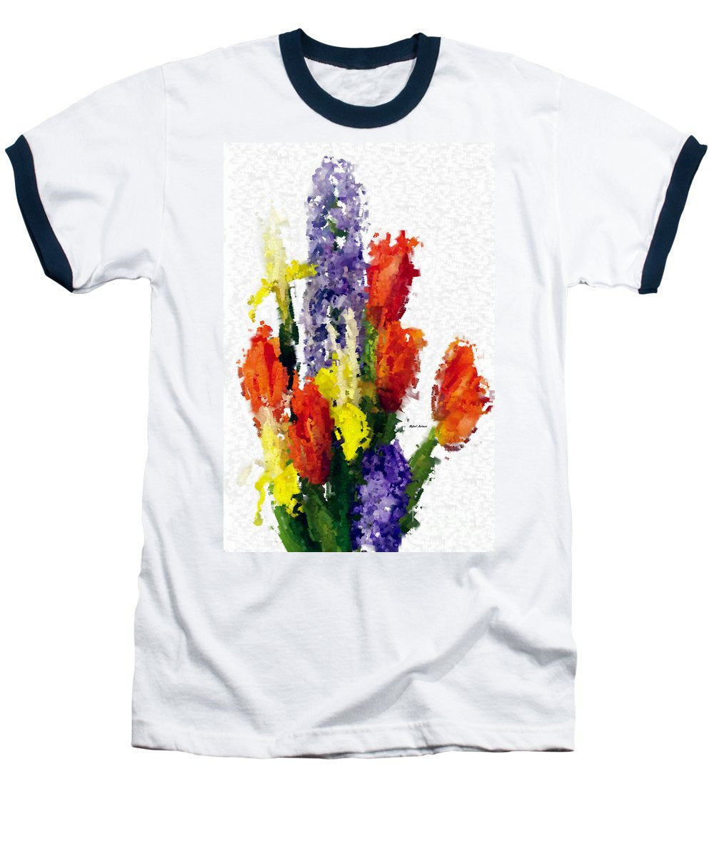 T-shirt de baseball - Fleur abstraite 0801