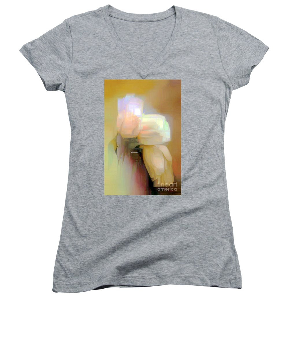 Women's V-Neck T-Shirt (Junior Cut) - Abstract Flower 9238