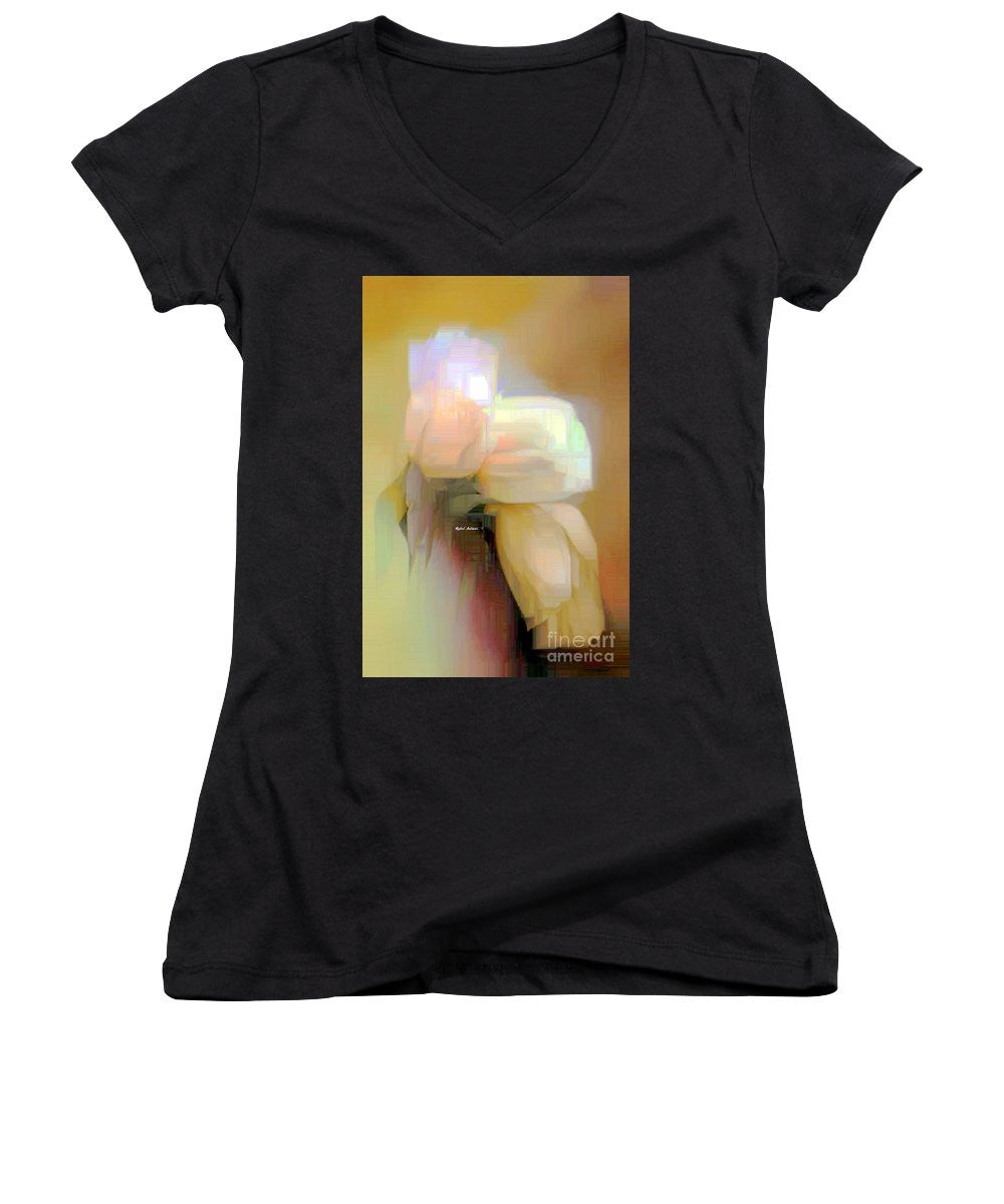 Women's V-Neck T-Shirt (Junior Cut) - Abstract Flower 9238