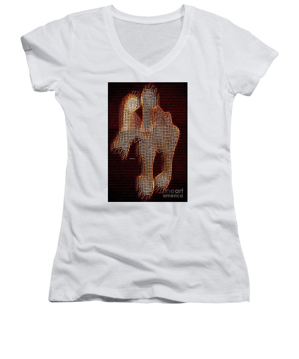 T-shirt col V pour femme (coupe junior) - Cheval abstrait