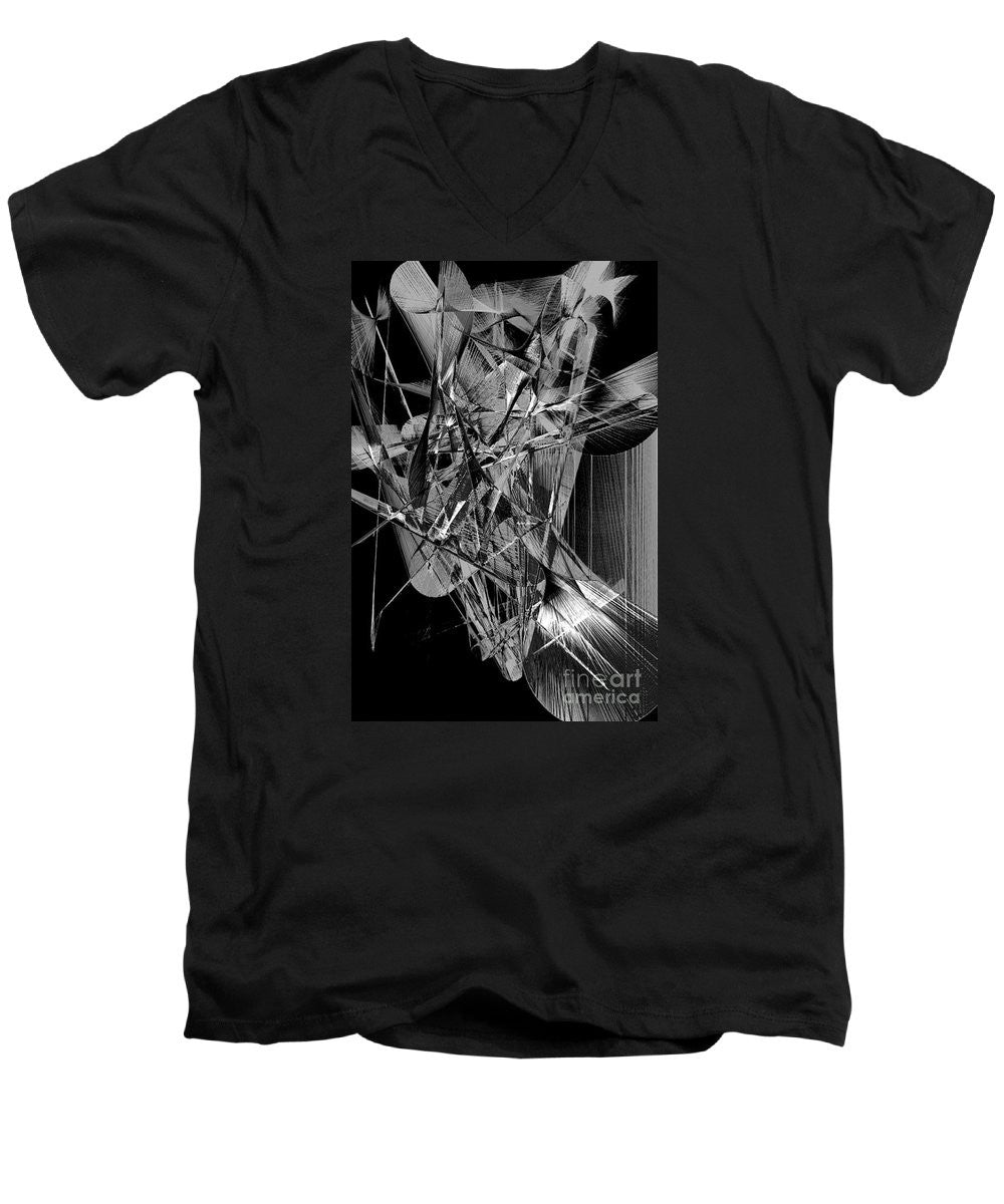 Men's V-Neck T-Shirt - Abstract In Black And White 2