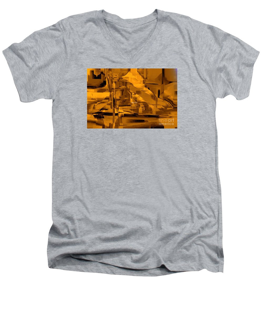 Men's V-Neck T-Shirt - Abstract In Sepia