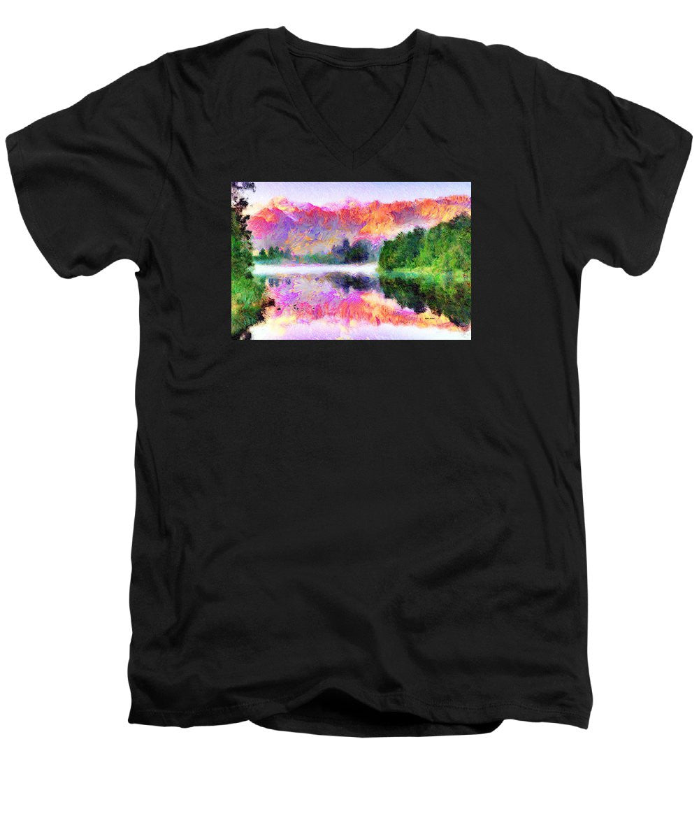 Men's V-Neck T-Shirt - Abstract Landscape 0743