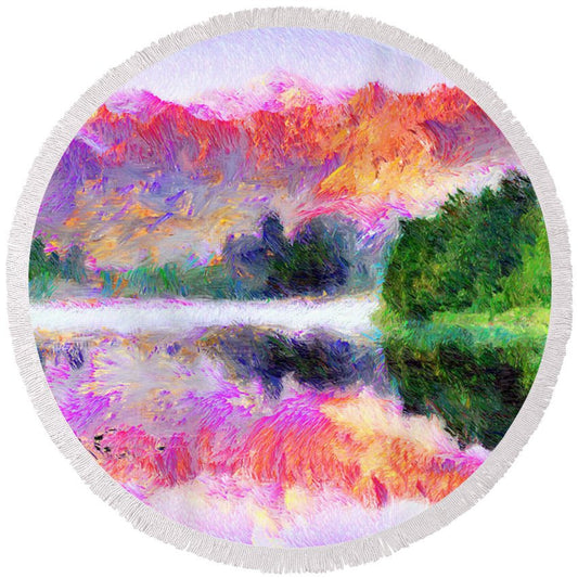 Round Beach Towel - Abstract Landscape 0743