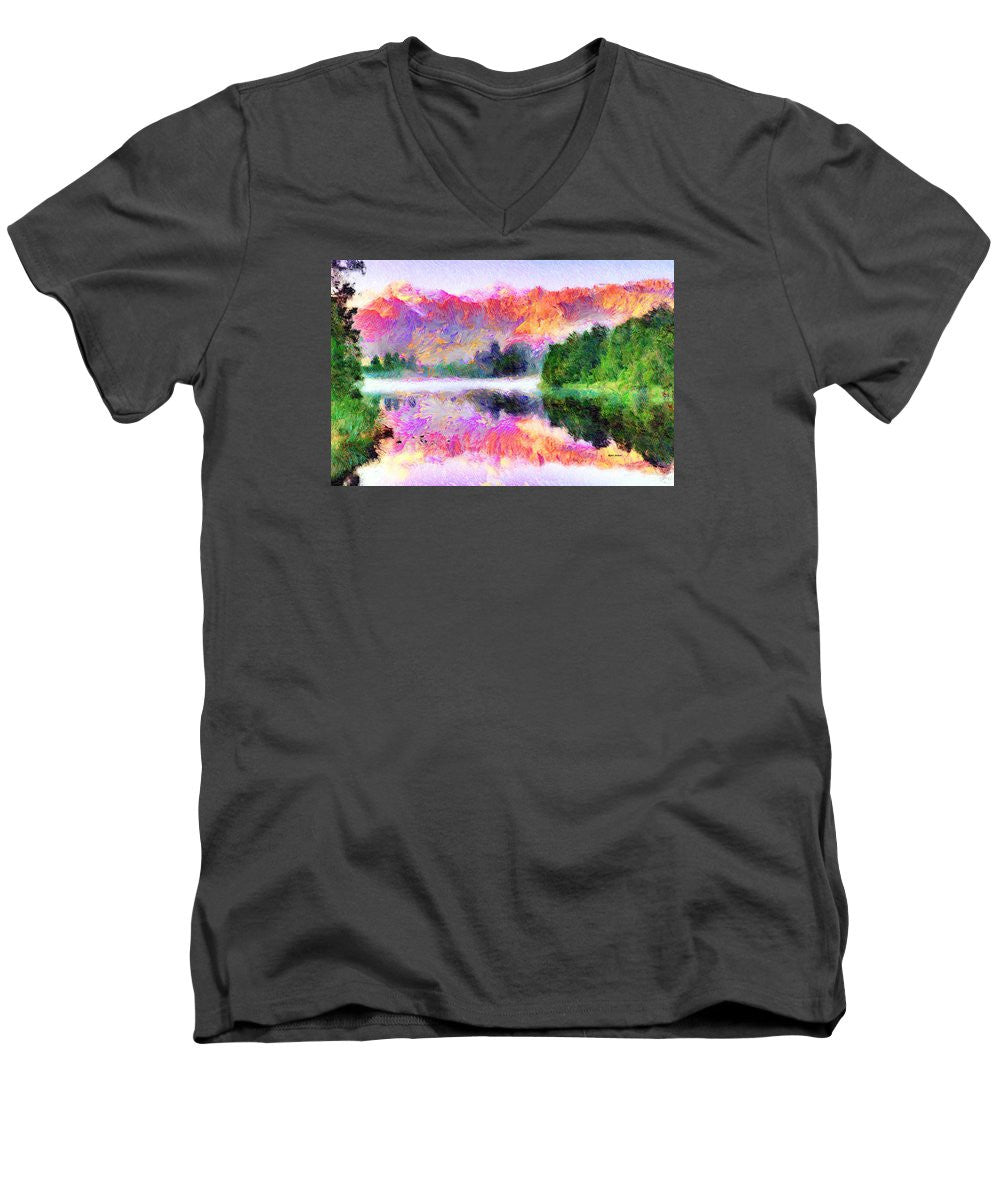 Men's V-Neck T-Shirt - Abstract Landscape 0743