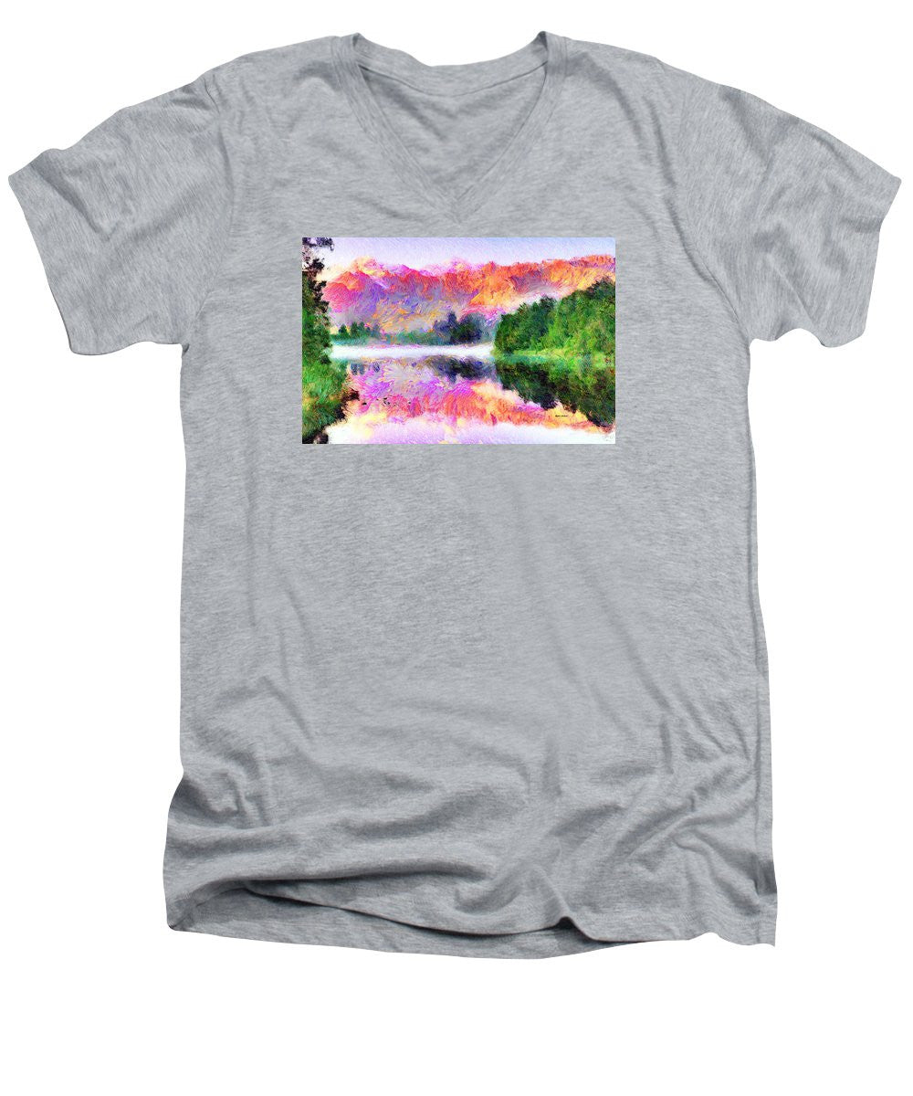 Men's V-Neck T-Shirt - Abstract Landscape 0743