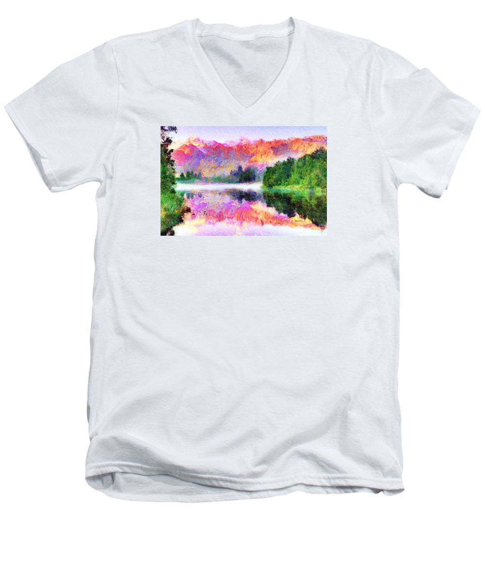 Men's V-Neck T-Shirt - Abstract Landscape 0743