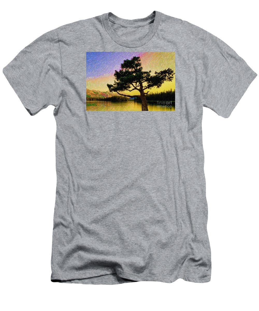 T-shirt pour homme (coupe ajustée) - Paysage abstrait 0750