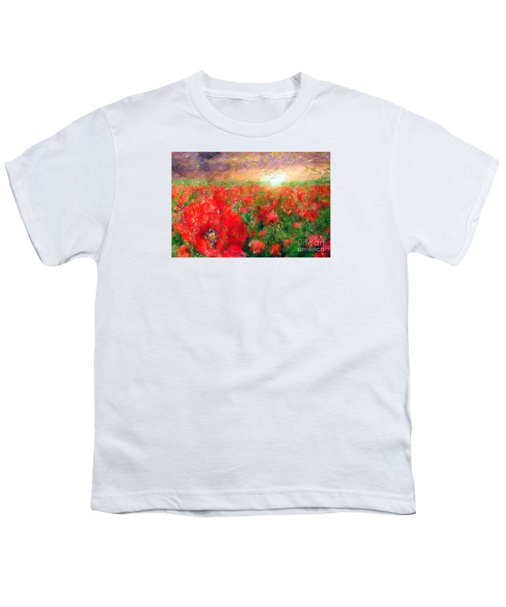 Youth T-Shirt - Abstract Landscape Of Red Poppies