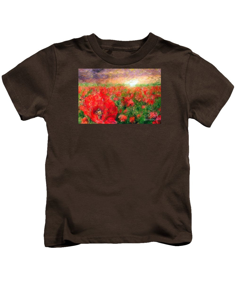 Kids T-Shirt - Abstract Landscape Of Red Poppies