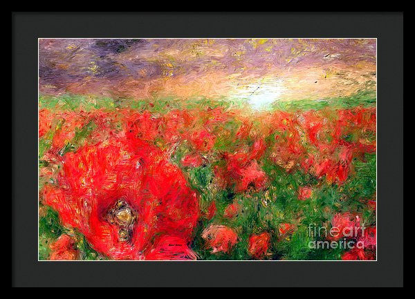 Framed Print - Abstract Landscape Of Red Poppies