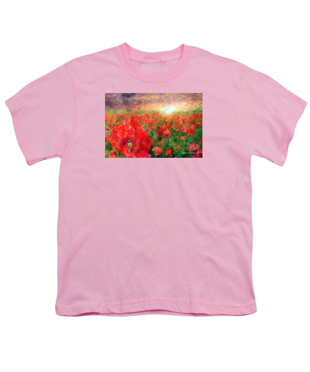 Youth T-Shirt - Abstract Landscape Of Red Poppies