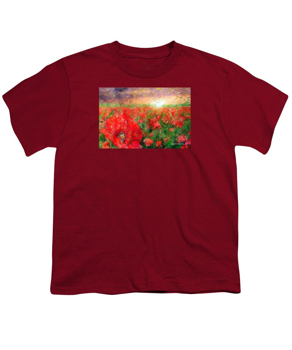 Youth T-Shirt - Abstract Landscape Of Red Poppies