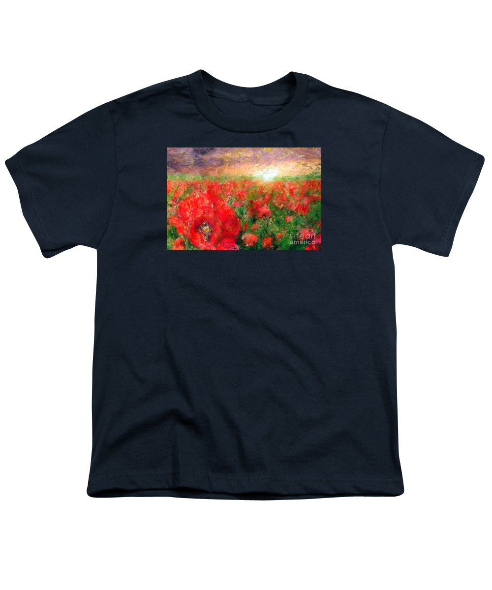 Youth T-Shirt - Abstract Landscape Of Red Poppies