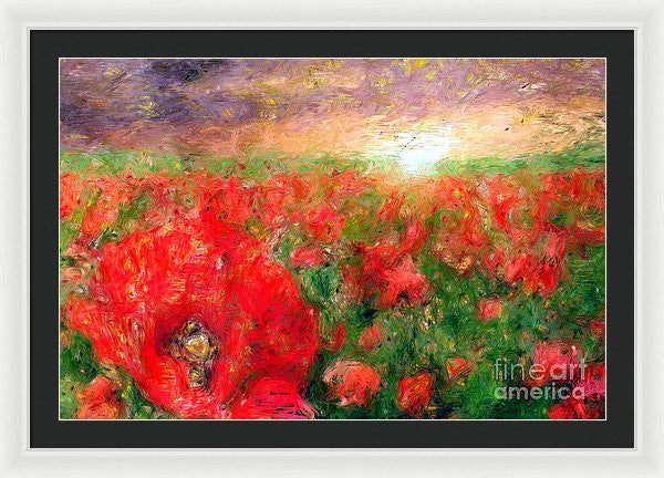 Framed Print - Abstract Landscape Of Red Poppies