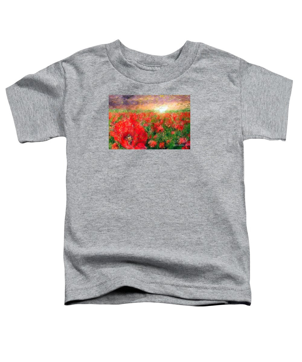 T-shirt pour tout-petits - Paysage abstrait de coquelicots rouges