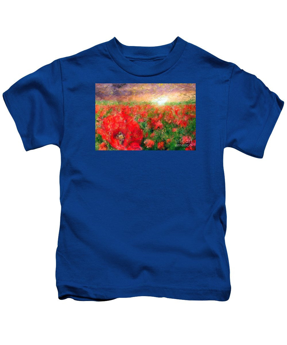 Kids T-Shirt - Abstract Landscape Of Red Poppies