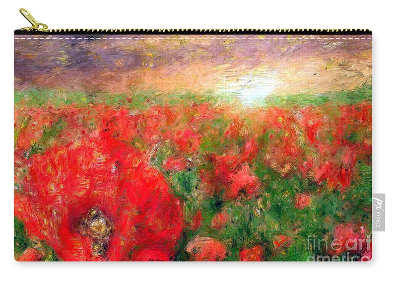 Carry-All Pouch - Abstract Landscape Of Red Poppies