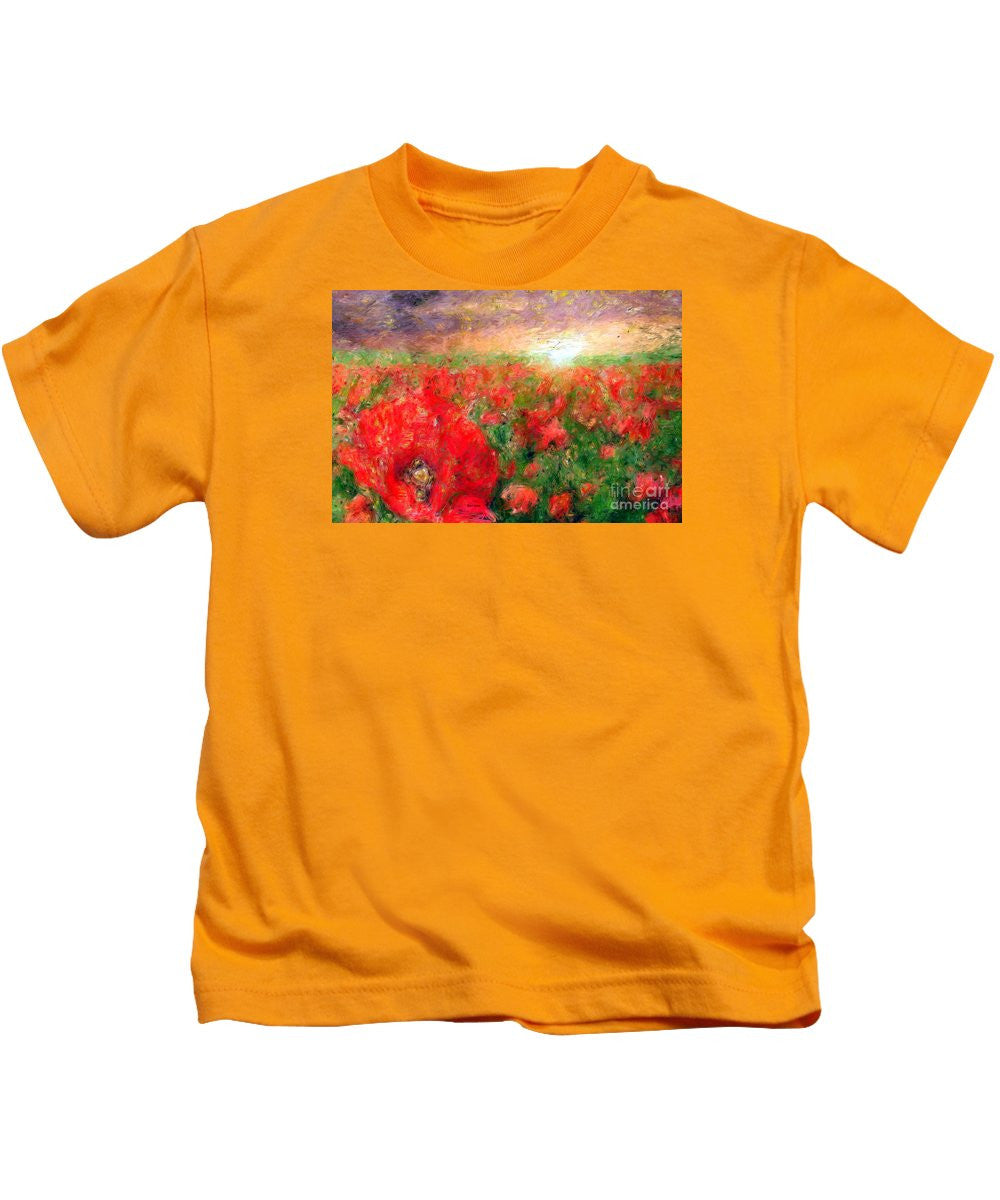 Kids T-Shirt - Abstract Landscape Of Red Poppies