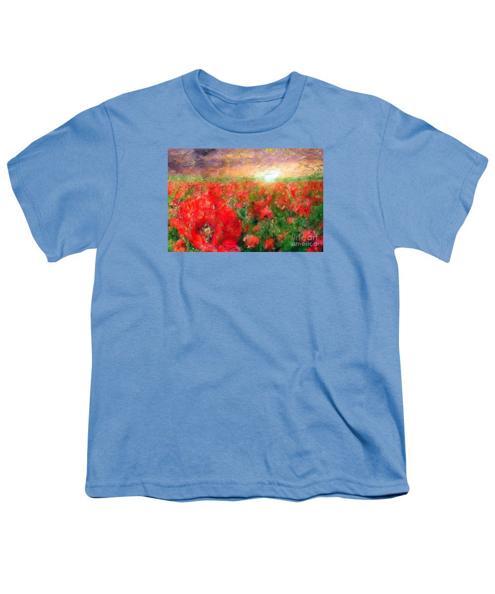 Youth T-Shirt - Abstract Landscape Of Red Poppies