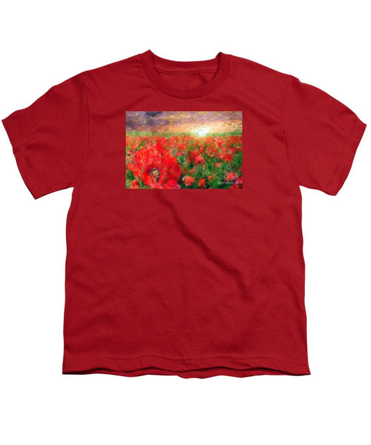 Youth T-Shirt - Abstract Landscape Of Red Poppies