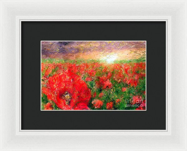 Framed Print - Abstract Landscape Of Red Poppies