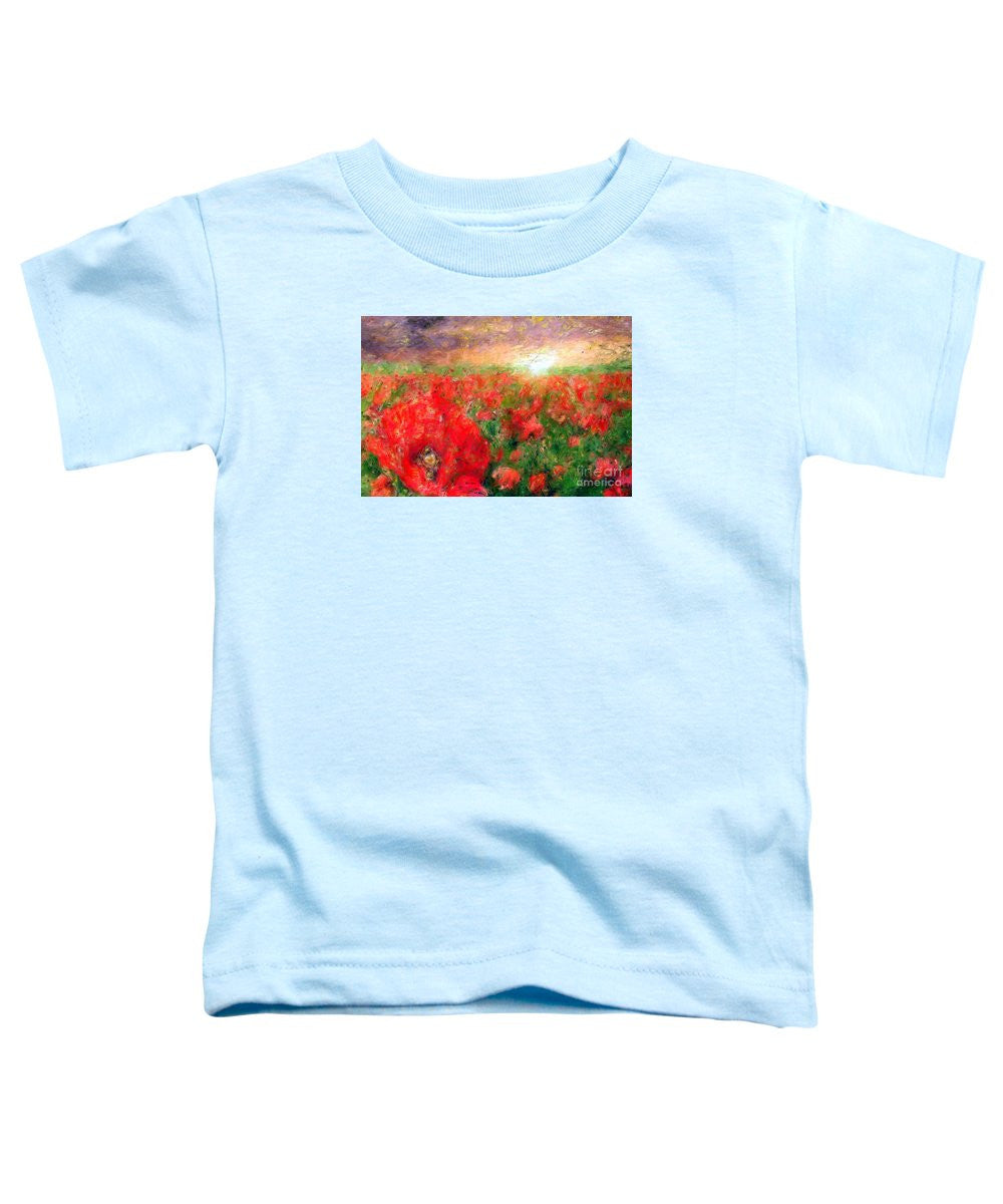 T-shirt pour tout-petits - Paysage abstrait de coquelicots rouges