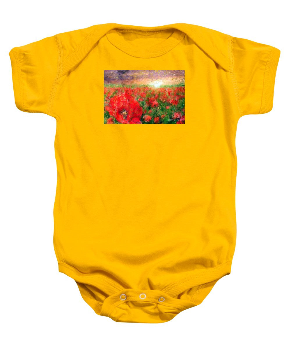 Baby Onesie - Abstract Landscape Of Red Poppies