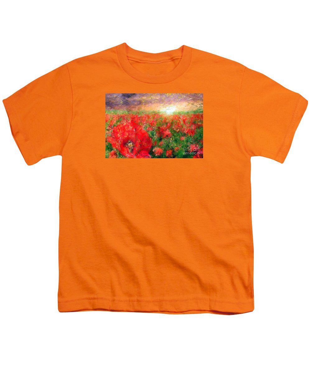 Youth T-Shirt - Abstract Landscape Of Red Poppies