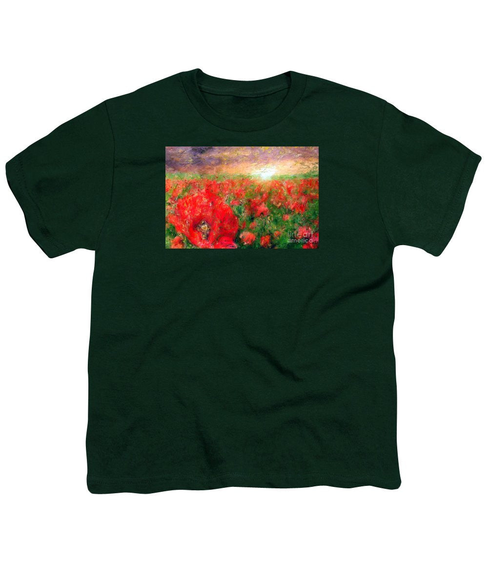 Youth T-Shirt - Abstract Landscape Of Red Poppies