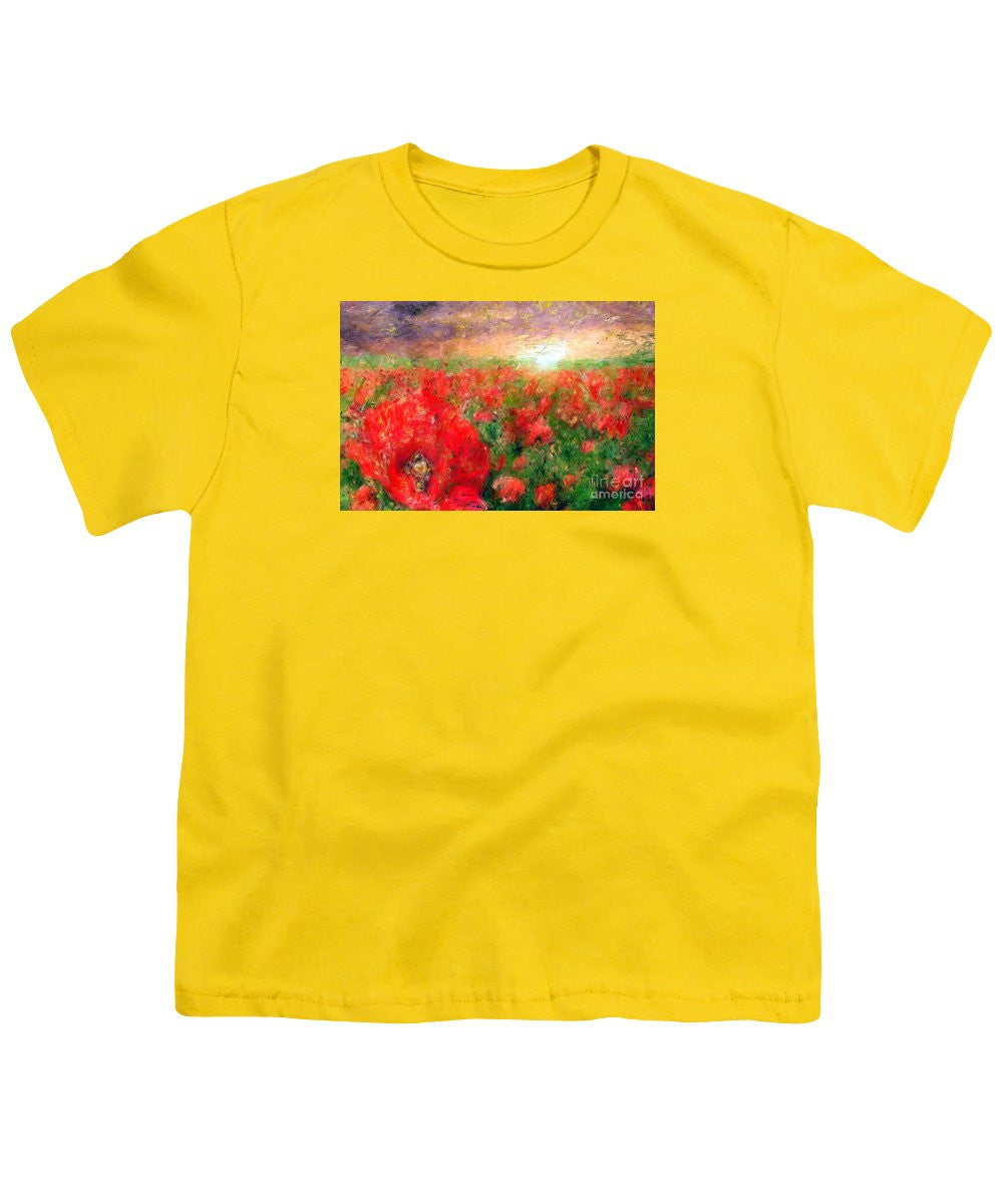 Youth T-Shirt - Abstract Landscape Of Red Poppies