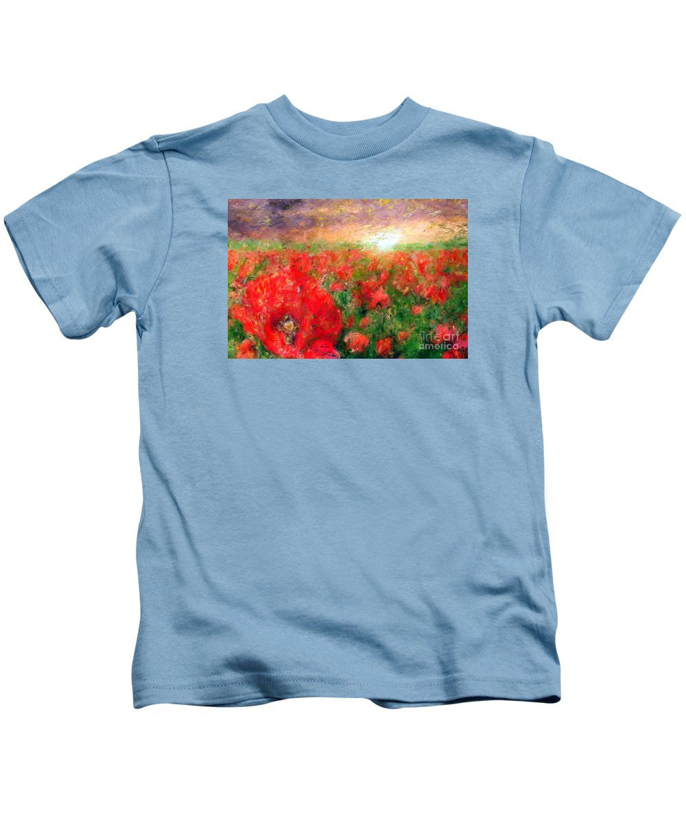 Kids T-Shirt - Abstract Landscape Of Red Poppies