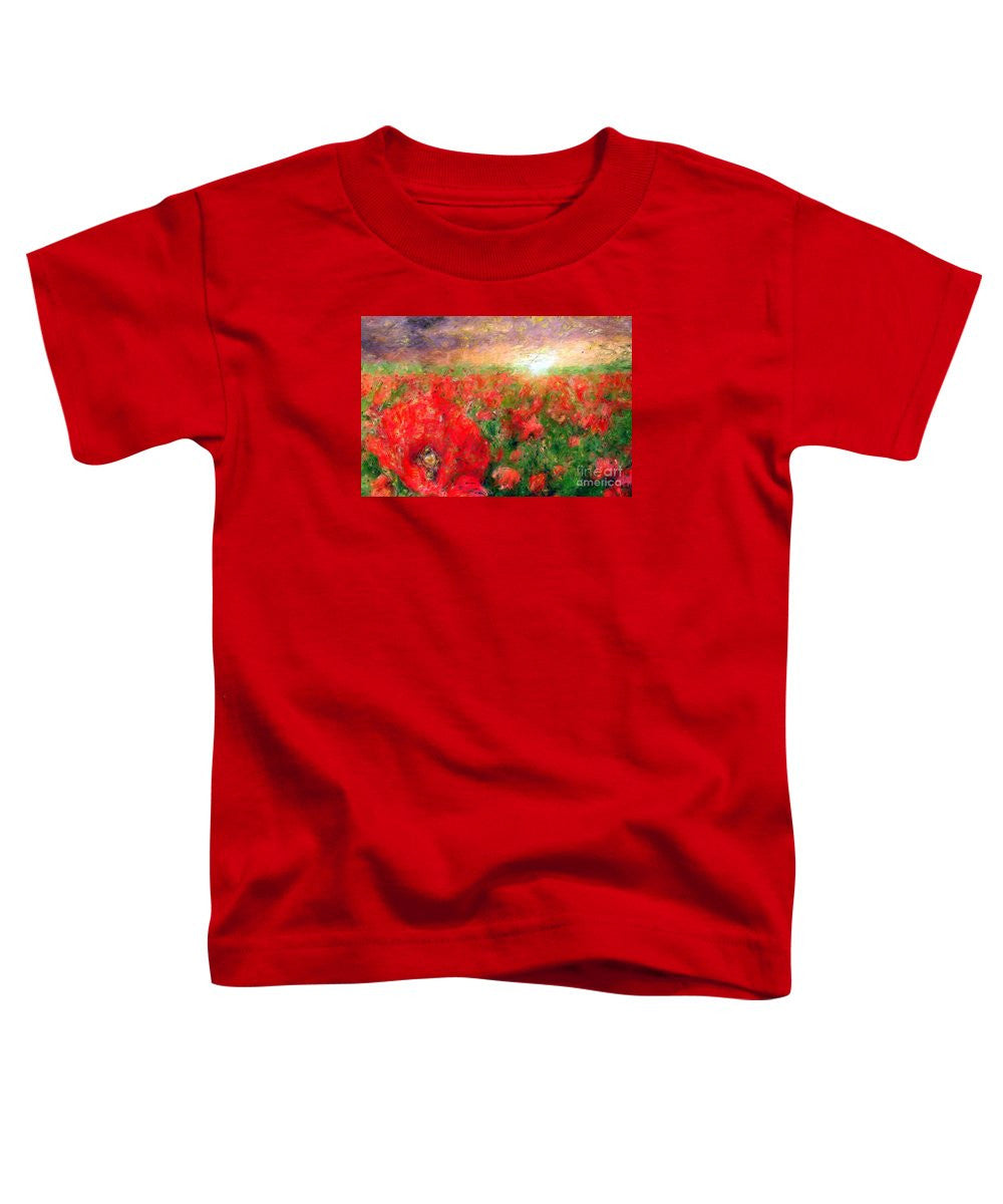 T-shirt pour tout-petits - Paysage abstrait de coquelicots rouges