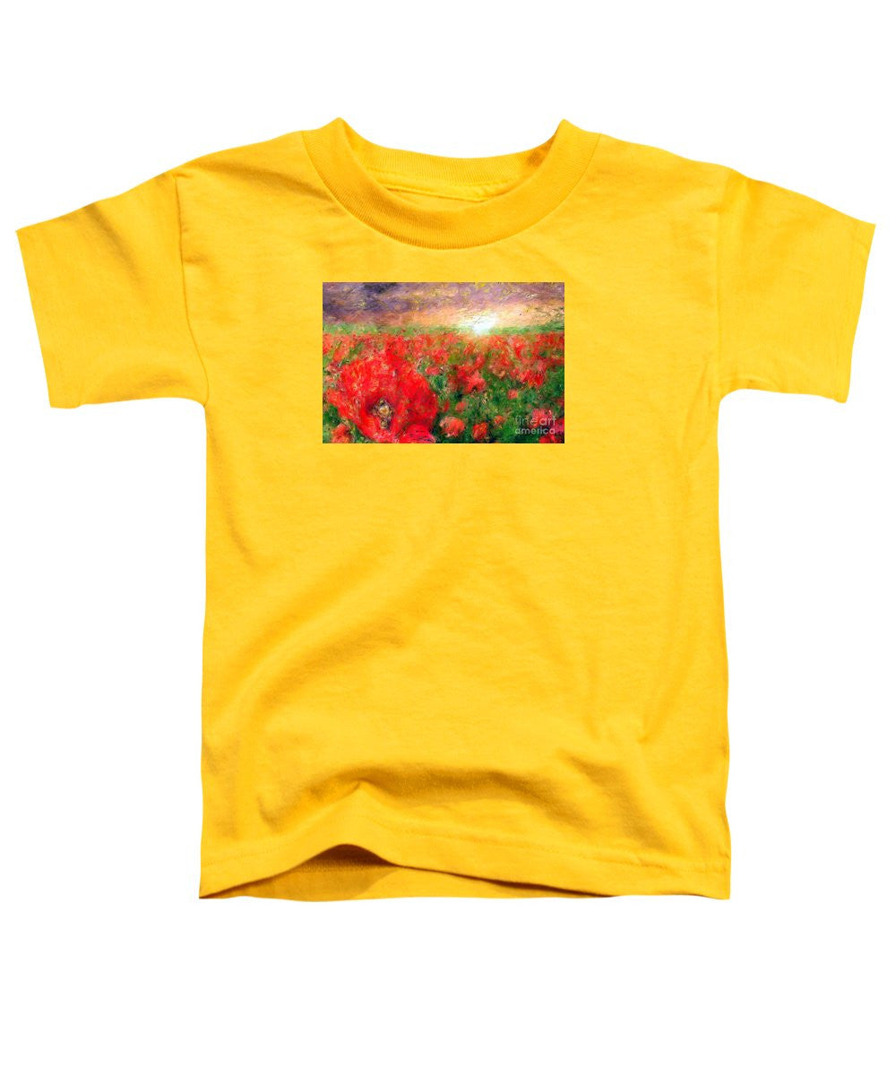 T-shirt pour tout-petits - Paysage abstrait de coquelicots rouges