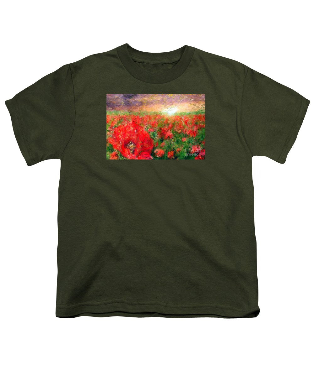 Youth T-Shirt - Abstract Landscape Of Red Poppies