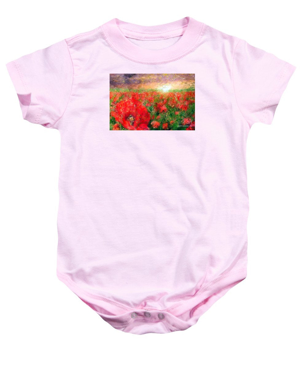 Baby Onesie - Abstract Landscape Of Red Poppies