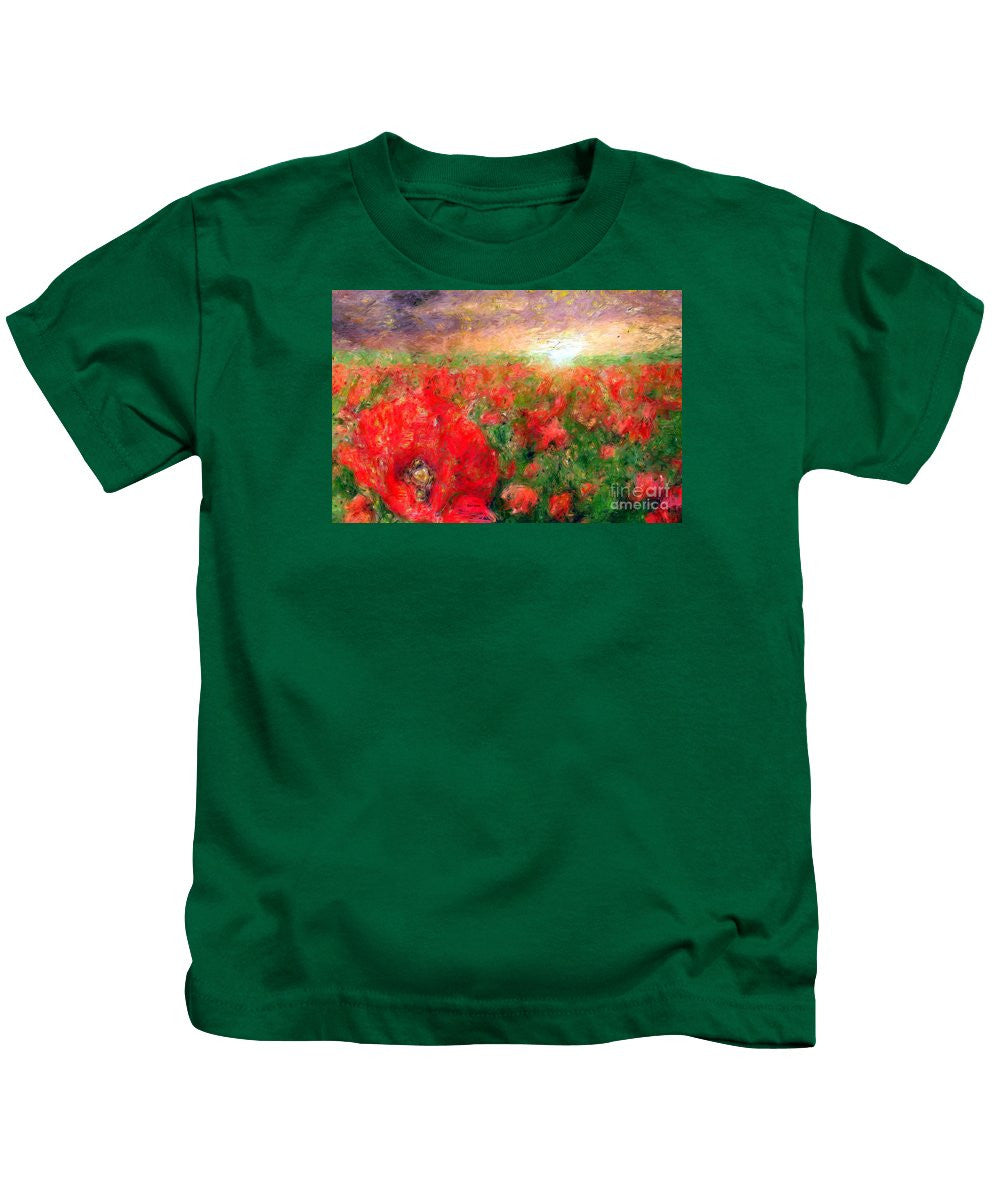 Kids T-Shirt - Abstract Landscape Of Red Poppies