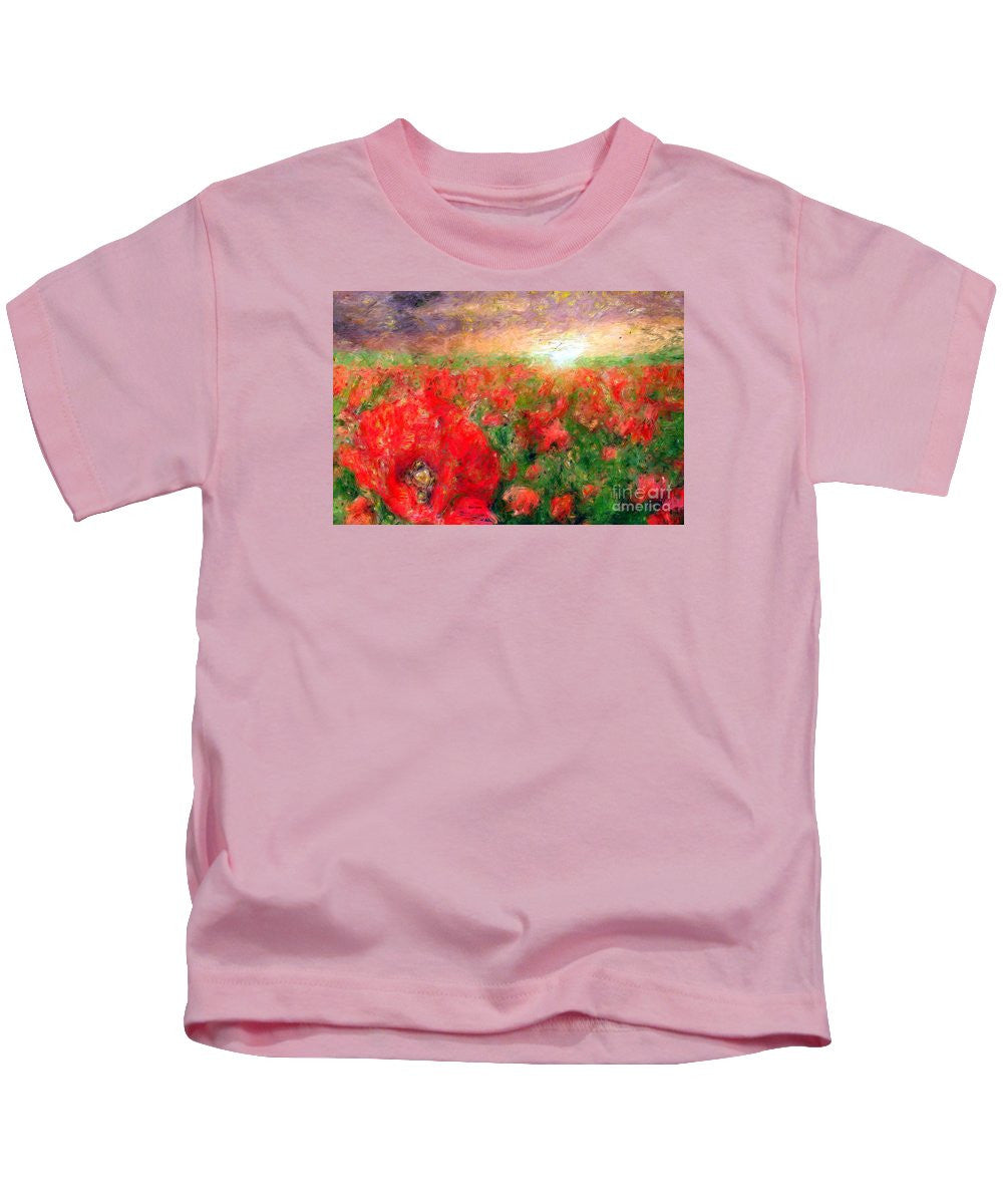 Kids T-Shirt - Abstract Landscape Of Red Poppies