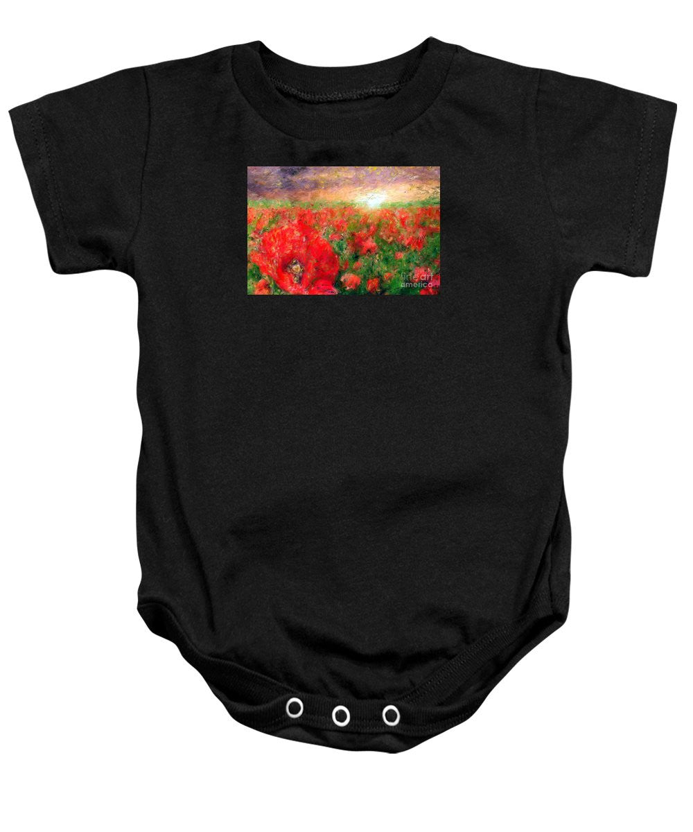 Baby Onesie - Abstract Landscape Of Red Poppies