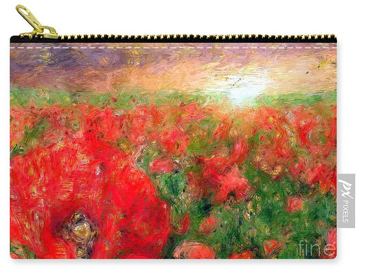 Carry-All Pouch - Abstract Landscape Of Red Poppies