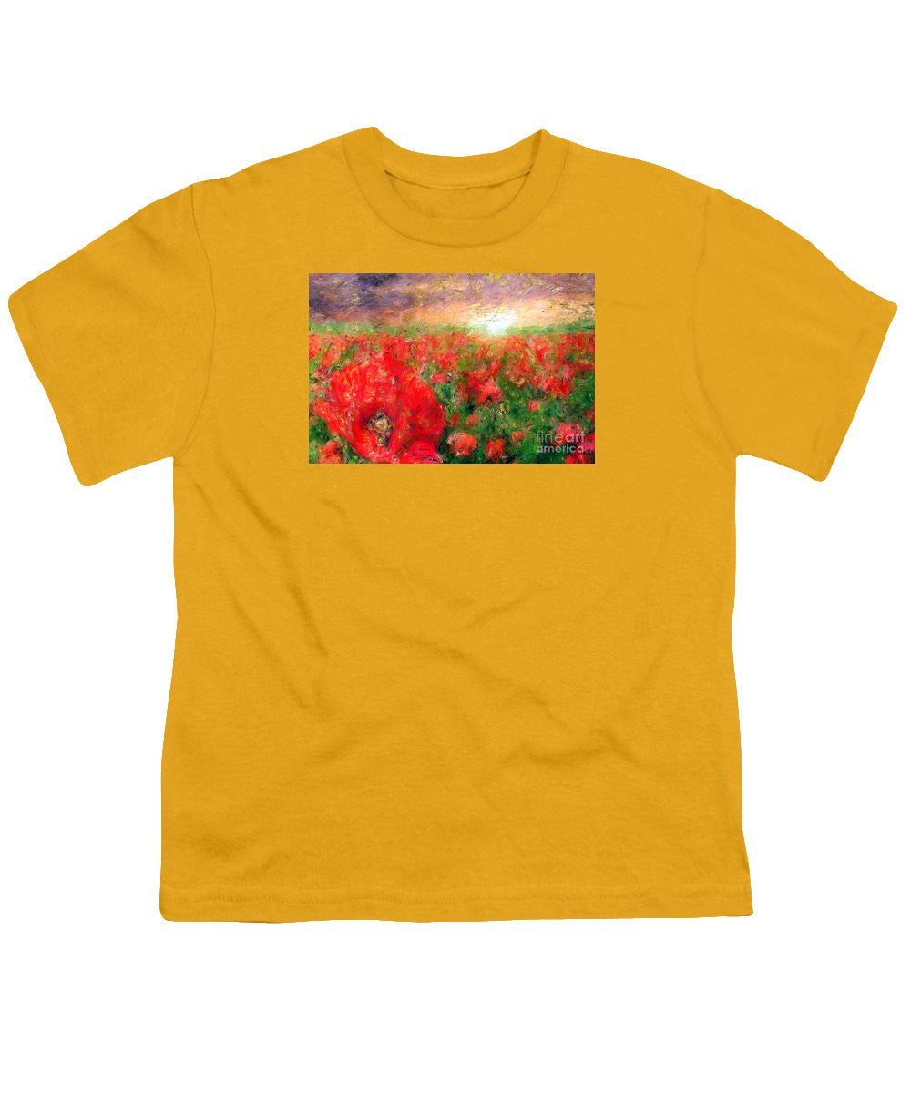 Youth T-Shirt - Abstract Landscape Of Red Poppies