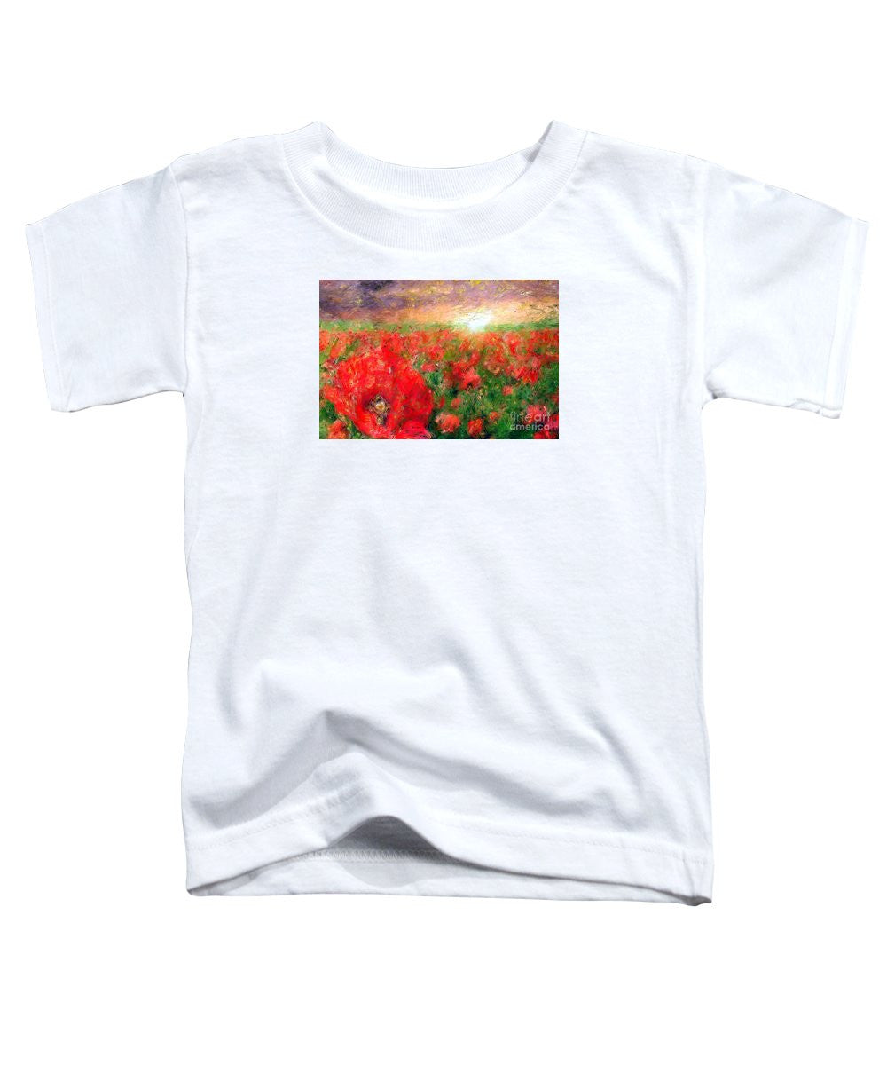 T-shirt pour tout-petits - Paysage abstrait de coquelicots rouges