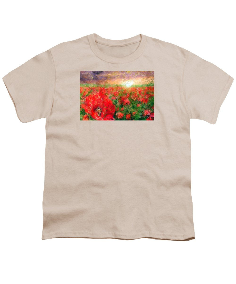 Youth T-Shirt - Abstract Landscape Of Red Poppies