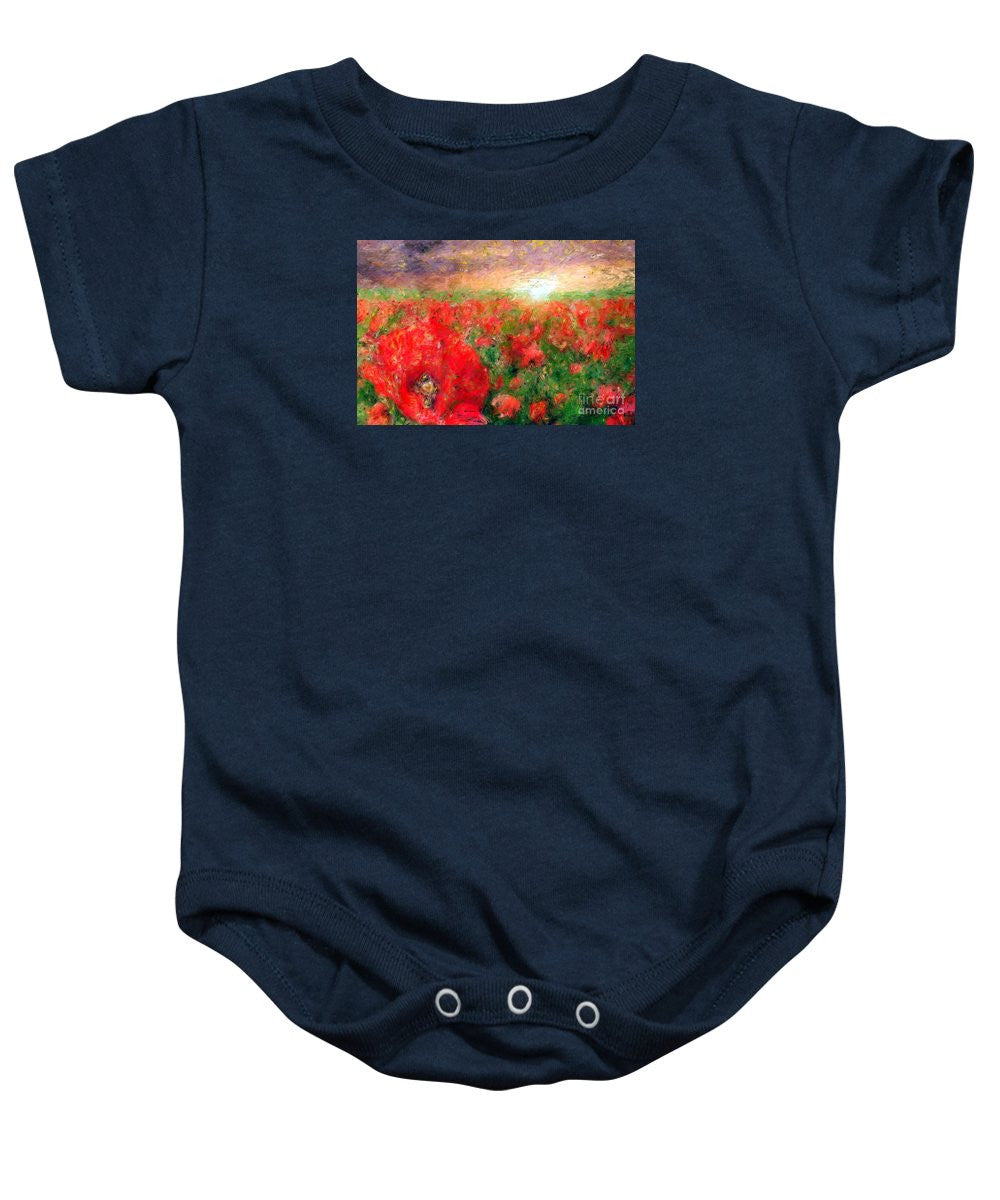 Baby Onesie - Abstract Landscape Of Red Poppies